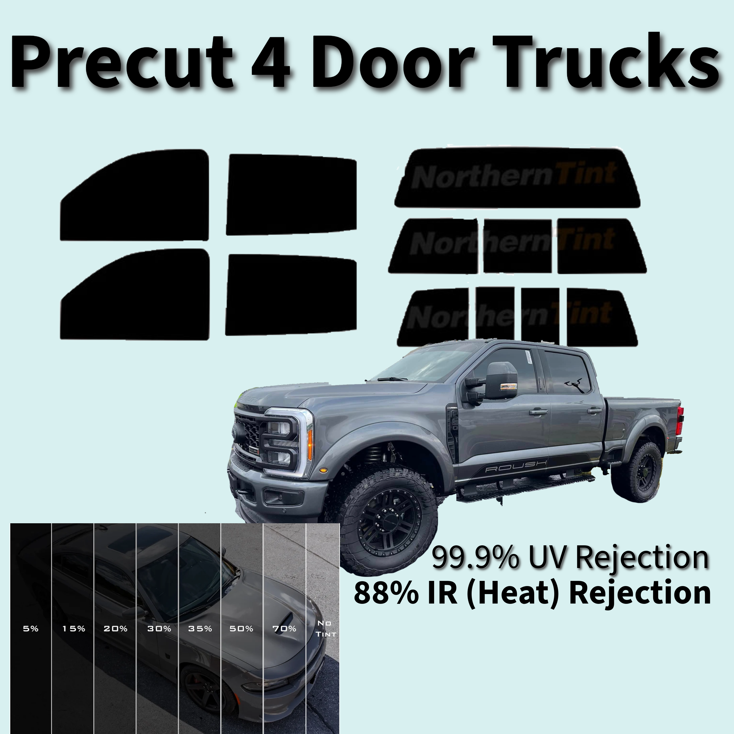 thumbnail image 2 of TINTGIANT Precut Carbon Window Film – Front Doors For Dodge Durango 2011-2022 – 50%, 35%, 20%, 5% Limo – Black 2 of 6